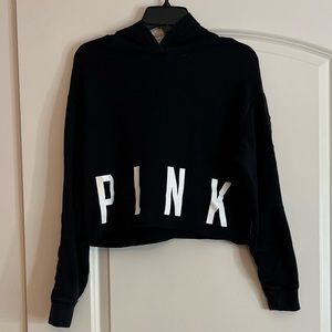 Pink Victoria’s Secret Lace Up Sleeve Cropped Hoodie
